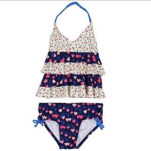 Kiko&Max Baby 2 Pc Swimsuit Navy and white hearts, Size 18 Months